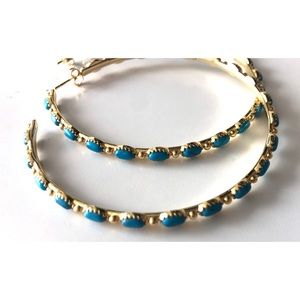 Beaded Turquoise Hoop Earrings